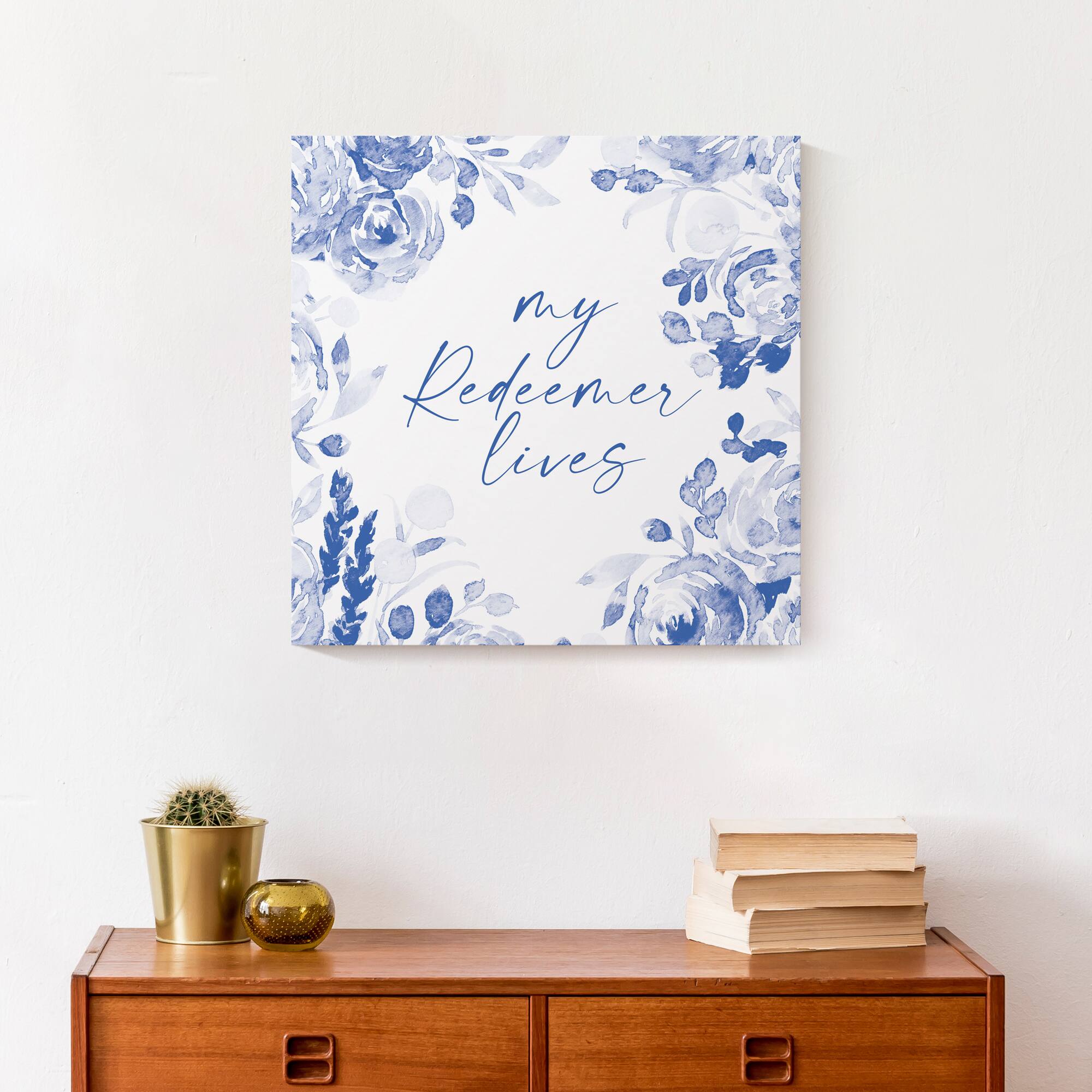 My Redeemer Lives Florals 16" x 16" Canvas Wall Art